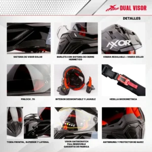 Vista 5 de Casco Axor X Cross Solid Doble Visor